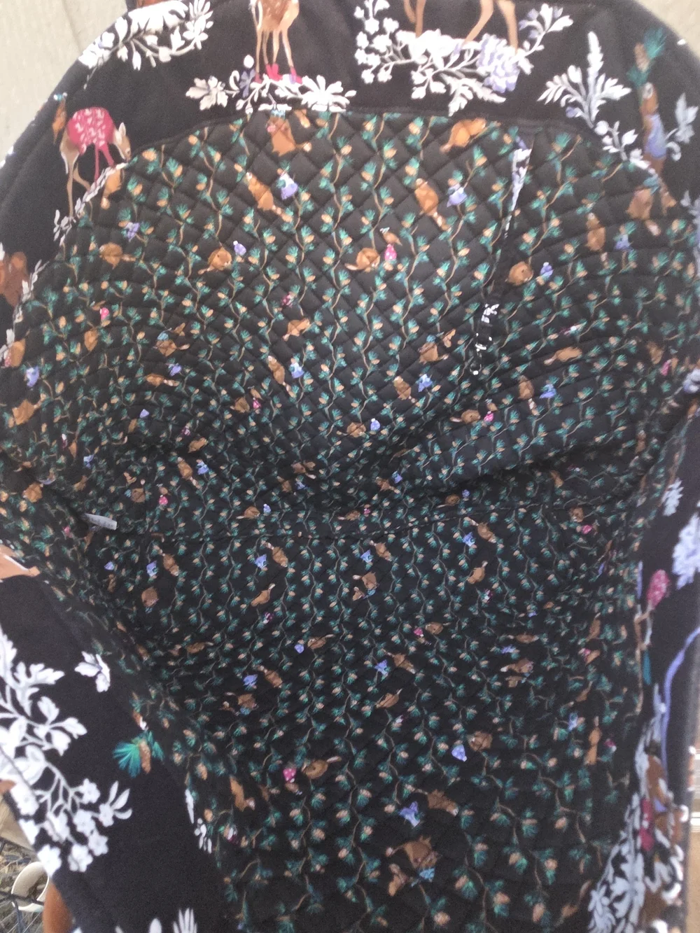 Vera Bradley Merry Mischief Grand Tote Black Woodland Animal Quilted Bag